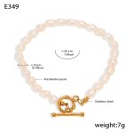 color: E349-Gold Freshwater Pearl Bracelet