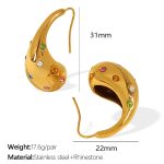 color: EH138G Multicolor Rhinestone Gold Earrings