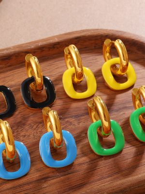 Stitching Contrast Color Advanced Earrings Personalized Color Earrings for Women