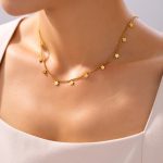 Flower Pendant Clavicle Necklace Elegant Stainless Steel 18K Gold Plating Women's Jewelry
