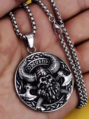 Personality Retro Nordic Viking Men's Stainless Steel Pendant Necklace Myth