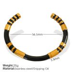color: SZ124 Black Enamel Gold Bangle