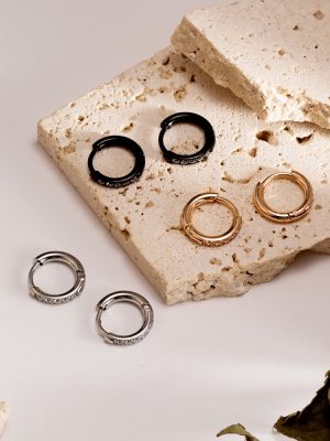 Stainless Steel Inlaid Zircon Earrings Unisex Earrings Small and Exquisite Ear Ring Classic Circle Earrings