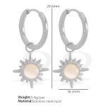 color: EH354 White Cat's Eye Silver Earrings
