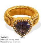 color: JZ50 US Size 6# Purple Zircon Gold Ring