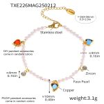 color: TXE226-Gold Heart Pearl Bracelet