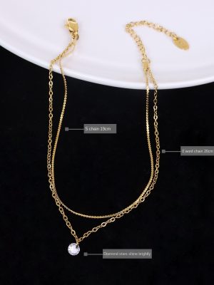 Cool Light Luxury Personality Double-Layer Simplicity Inlaid Zircon Stainless Steel 18K Gold Plating Foot Ornaments