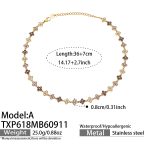 color: TXP618-A Style Purple Zircon Gold Necklace -36+7cm