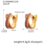 color: F1209-Pink Color Zircon Earrings -Medium