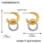 color: F1095-Two-tone Gold Earrings