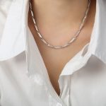 color: P404-Engraved Style Steel Color Necklace -40+5cm-20g