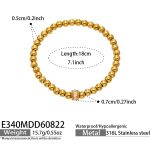 color: E340-Zircon Beaded Gold Bracelet -18cm