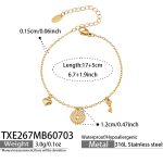 color: TXE267-Zircon Small Lock Gold Bracelet -17+5cm