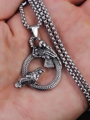 Stainless Steel Retro Men's Necklace Bird's Nest Pendant Men's and Women's Accessories New