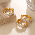 Light Luxury Cube Sugar Zircon Half Ring Stackable Ring Adjustable Ring 18K Gold Plating Stainless Steel Advanced Female
