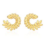 color: Wheat Ear Stud Earrings Gold MS-420