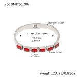 color: Z518-Steel Color Red Glass Stone Bangle