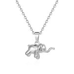 color: Baby Elephant Pendant Necklace Steel Color