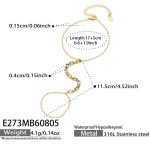 color: E273-Cube Colorful Zircon Gold Bracelet -17.5cm