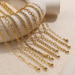 Hip Hop Stainless Steel Necklace Ornament 18K Gold Plated Multiple Chain Set