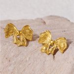 Light Luxury Bow Earrings Earrings Line Design Elegant Stainless Steel Gold Plated Women