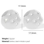 color: EH728 White Bead Silver Stud Earrings
