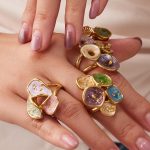Exaggerated Lotus Leaf Colorful Oil Necklace Stainless Steel Gold-Plated Women's Non-Fading Ring Ornament
