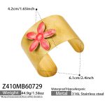color: Z410-Enamel Flower Gold Brushed Bangle