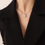 color: P254-Steel Color White Turquoise Necklace -39+5cm