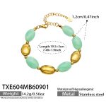 color: TXE604-Light Green Color Resin Gold Bracelet -19.5+5cm