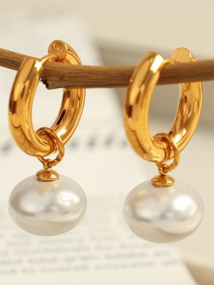 Retro Circle Pearl Pendant Earrings Women's Light Luxury High-End Design Elegant Earrings Earrings