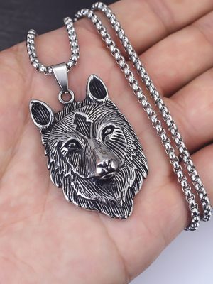 Personalized Punk Stainless Steel Necklace Animal Series Wolf Head Pendant Collection Ornament