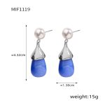 color: F1119-Steel Color Blue Resin Earrings