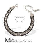 color: SL123BKS Black Rhinestone Silver Bracelet