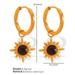 color: EH354 Black Cat's Eye Gold Earrings