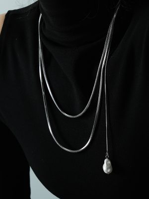 Imitation Baroque Pearl Long Sweater Chain Temperament Entry Lux Advanced Necklace Accessories