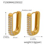 color: F1569-Gold White Zircon Earrings