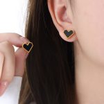 color: F955-Gold Black Acrylic Earrings -1 Pair