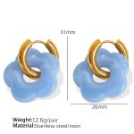 color: EH497 Light Blue Resin Gold Earrings