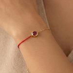 Single Sparking Zirconium Red Rope Chain Stitching Bracelet 18K Gold Plating Simple Couple Bracelet