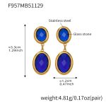 color: F957-Blue Color Faceted Stone Gold Earrings