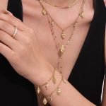 Fully Jeweled Loving Heart Cross 5A Zircon Long Tassel Necklace Bracelet Stainless Steel Design Women's Suit