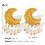 color: EH750 White Bead Gold Earrings