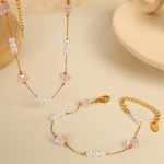 New Product Creative Ornament Handmade Chain Women's All-Match Simple Clavicle Chain Drop Oil Butterfly Pearl Necklace Set Women's