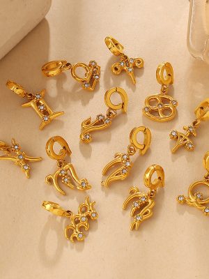Summer Seaside Hot Girl Diamond-Embedded DIY Twelve Constellation Bikini Buckle Pendant 18K Gold Plating Accessories