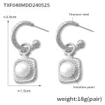 color: TXF048-Steel Color Imitation Pearl Earrings