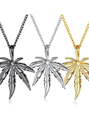 Trendy Men's Sweater Necklace Sweater Chain Advanced Stainless Steel Simple Maple Leaf Women's Design