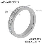 color: A194-Single-row Full Pave Zircon Steel Color Ring / size: US 4