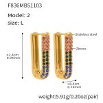 color: F836-2 Colorful Zircon Earrings -Large