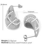 color: EH652 White Bead Silver Earrings